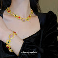 Vintage Metal Flower Portrait Rhinestone Heart Necklace Retro Palace Style Clavicle Jewelry For Women view 2