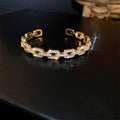 Gold Plated Zircon Chain Open Bangle Korean Style Sparkling Metal Fashion Jewelry view 3