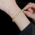 Gold Plated Zircon Chain Open Bangle Korean Style Sparkling Metal Fashion Jewelry view 4