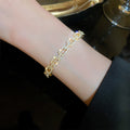 Gold Plated Zircon Chain Open Bangle Korean Style Sparkling Metal Fashion Jewelry view 2