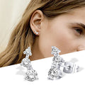 Minimalist Curved Sparkling Zircon Stud Earrings For Women With Row Stone Arc Design view 1