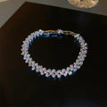 Korean Style Irregular Geometric Metal Bangle With Sparkling Zircon Splice Clasp For Women view 2