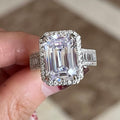 Women's Simulated Square Cubic Zirconia Wedding Ring, Elegant T Shape Proposal Finger Jewelry view 4
