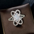 White Gold Plated Full Pave Zircon Flower Ring For Women, Elegant Engagement Jewelry view 2