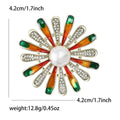 Alloy Hand Painted Pearl Daisy Flower Brooch For Collar Decoration view 5