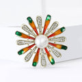 Alloy Hand Painted Pearl Daisy Flower Brooch For Collar Decoration view 2
