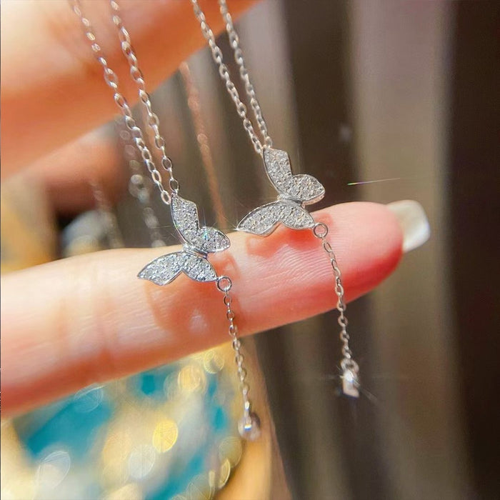 Summer Fairy Butterfly Pendant Clavicle Necklace For Women, Light Luxury Niche Design Jewelry