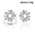 Fashion Ice Crystal Flower Trapezoid Zircon Stud Earrings For Women, Sweet Forest Style view 5