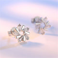Fashion Ice Crystal Flower Trapezoid Zircon Stud Earrings For Women, Sweet Forest Style view 3