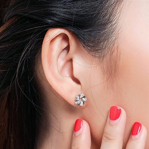 Fashion Ice Crystal Flower Trapezoid Zircon Stud Earrings For Women, Sweet Forest Style