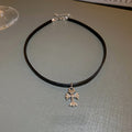 Sweet Cool Cross Faux Leather Choker Necklace Minimalist Fashion Collar Necklace view 4