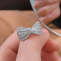 Minimalist Light Luxury Bowknot Ring With Micro Pave Zircon Fashion Jewelry view 1