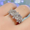 Full Zircon Flower Ring Light Luxury Fashion Adjustable Index Finger Ring For Women view 3