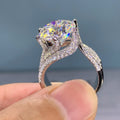 Classic Six Prong Luxury Cluster Setting Ring, European American Popular Women's Ring view 3