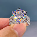 Classic Six Prong Luxury Cluster Setting Ring, European American Popular Women's Ring view 1