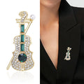 Alloy Micro Paved Violin Brooch For Elegant Suit Accessories view 2