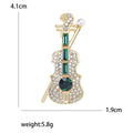 Alloy Micro Paved Violin Brooch For Elegant Suit Accessories view 5