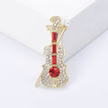 Alloy Micro Paved Violin Brooch For Elegant Suit Accessories view 4