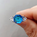 Fashion Asscher Square Cut Zircon Color Gemstone Ring For Women, Light Luxury Jewelry view 5