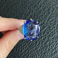 European Fashion Oval Engagement Ring With Sapphire Blue Topaz Inlay, Finger Jewelry view 4