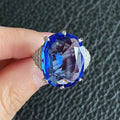 European Fashion Oval Engagement Ring With Sapphire Blue Topaz Inlay, Finger Jewelry view 3