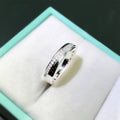 Couple Rings With Row Zircon Stones, Simple Fashion Men's Band Creative Wedding Rings view 4