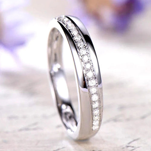 Couple Rings With Row Zircon Stones, Simple Fashion Men's Band Creative Wedding Rings
