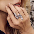 Angel Wing Open Ring With Marquise Zircon Stones, Light Luxury European Fashion Jewelry view 1