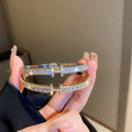 Korean Style Zircon Letter Buckle Metal Bangle For Women, Light Luxury Fashion Jewelry view 1