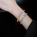 Korean Style Zircon Letter Buckle Metal Bangle For Women, Light Luxury Fashion Jewelry view 4
