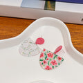 Elegant Geometric Fan Shape Floral Enamel Colorblock Silver Needle Stud Dangle Women's Fashion Earrings view 4