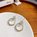 Elegant French Romantic Zircon Flower Round Hoop Alloy Beaded Hook Dangle Women's Fashion Earrings view 3