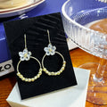 Elegant French Romantic Zircon Flower Round Hoop Alloy Beaded Hook Dangle Women's Fashion Earrings view 4