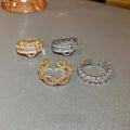 Real Gold Plated Zircon Heart Chain Open Ring For Women view 3