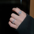 Real Gold Plated Zircon Heart Chain Open Ring For Women view 2