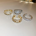 Real Gold Plated Zircon Heart Chain Open Ring For Women view 1