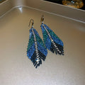 Statement Rhinestone Feather Leaf Metal Hook Earrings For Women Unique Trendy Design view 3
