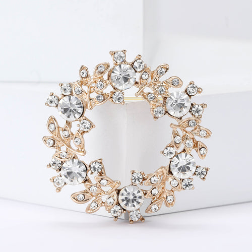 Alloy Rhinestone Wreath Brooch For Office Suits And Sweaters