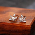 Minimalist Smooth Origami Crane Stud Earrings For Women, Elegant Fashion Ear Jewelry view 4