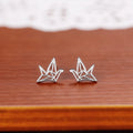 Minimalist Smooth Origami Crane Stud Earrings For Women, Elegant Fashion Ear Jewelry view 5
