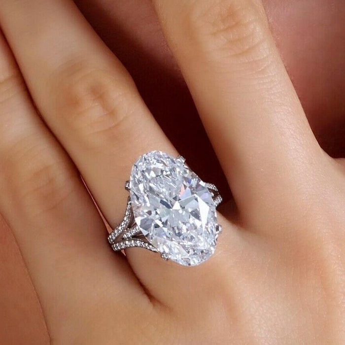 European Fashion Oval Zircon Ring For Women, Light Luxury Copper Index Finger Jewelry