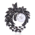 Gunmetal Alloy Pearl Rhinestone Brooch Pin For Womens Apparel view 1
