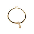 French Vintage Alloy Faux Leather Necklace With Rhinestone Number Pearl Flower Design For Women view 5