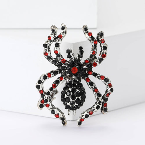 Alloy Rhinestone Spider Brooch Pin For Halloween Suit Decoration