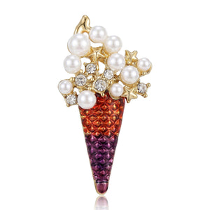 Alloy Enamel Ice Cream Brooch Pin For Cute Lapel Decoration