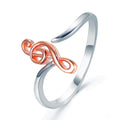 Two Tone Musical Note Copper Open Ring Creative Minimalist Split Color Fashion Jewelry view 2