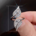 Luxury Open Leaf Ring For Women With Full Zircon Pave Adjustable Statement Finger Jewelry view 5