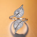 Luxury Open Leaf Ring For Women With Full Zircon Pave Adjustable Statement Finger Jewelry view 4