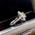 Exquisite Floral Yellow Cubic Zirconia Ring, Full Pave Yellow Crystal Flower Ring view 4