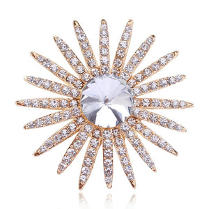 Alloy Rhinestone Sunflower Brooch For Suit And Apparel Accessories